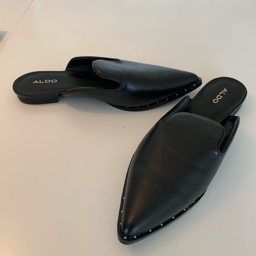 Aldo black slip ons